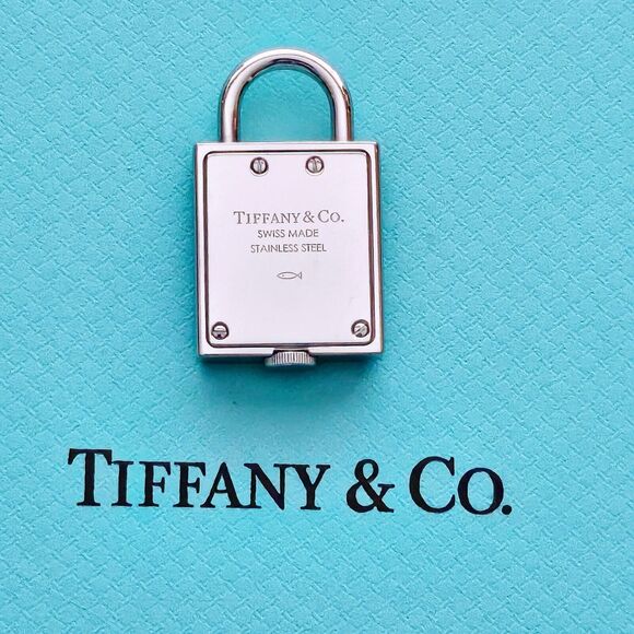 Tiffany & Co. 1837 White Dial Padlock Stainless Steel Charm Pendant Swiss Watch - Picture 4 of 6